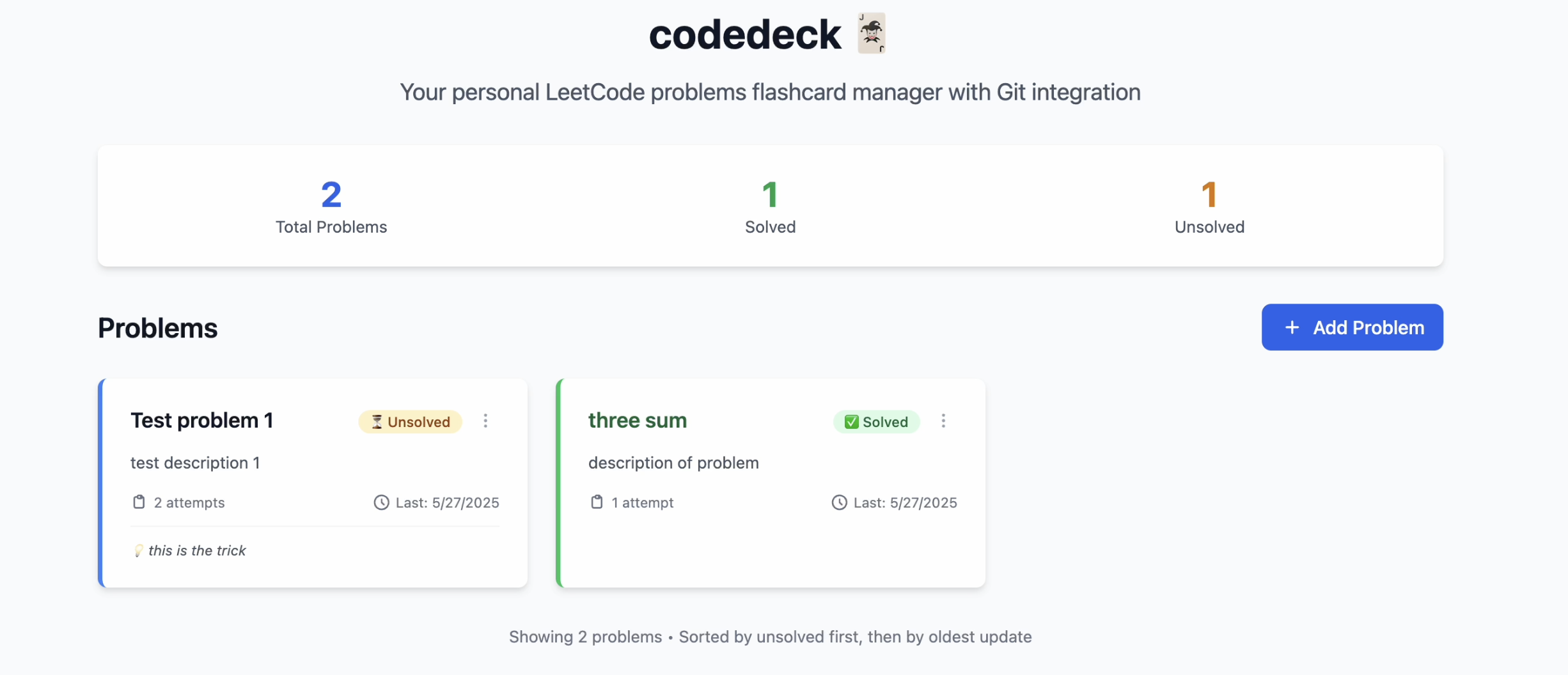 codedeck - LeetCode flashcard manager